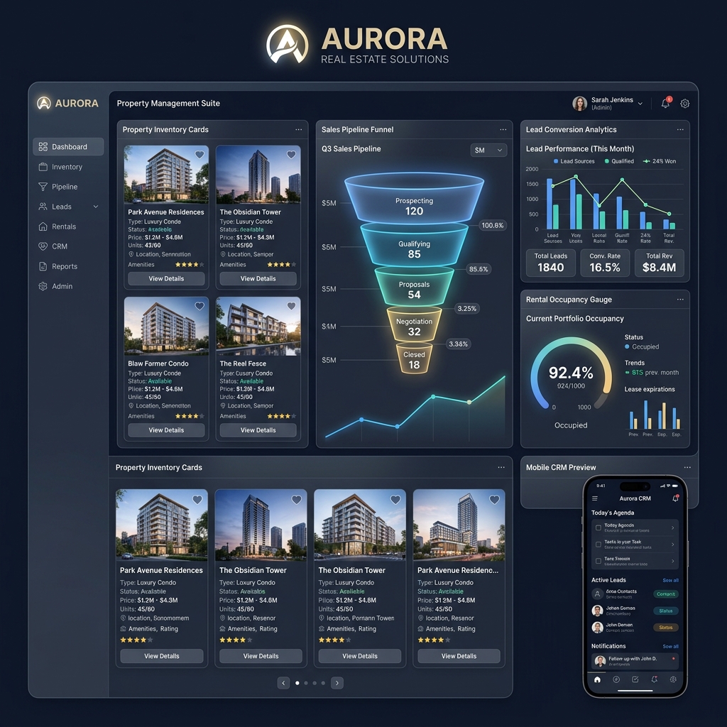 Hegrix Real Estate Software Solutions Dashboard