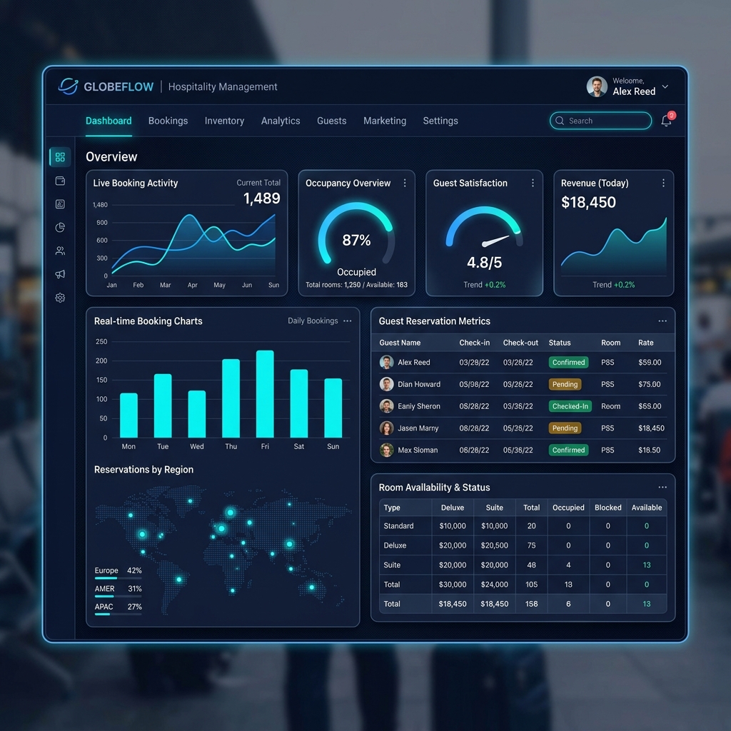 Hegrix Travel & Hospitality Software Enterprise Dashboard